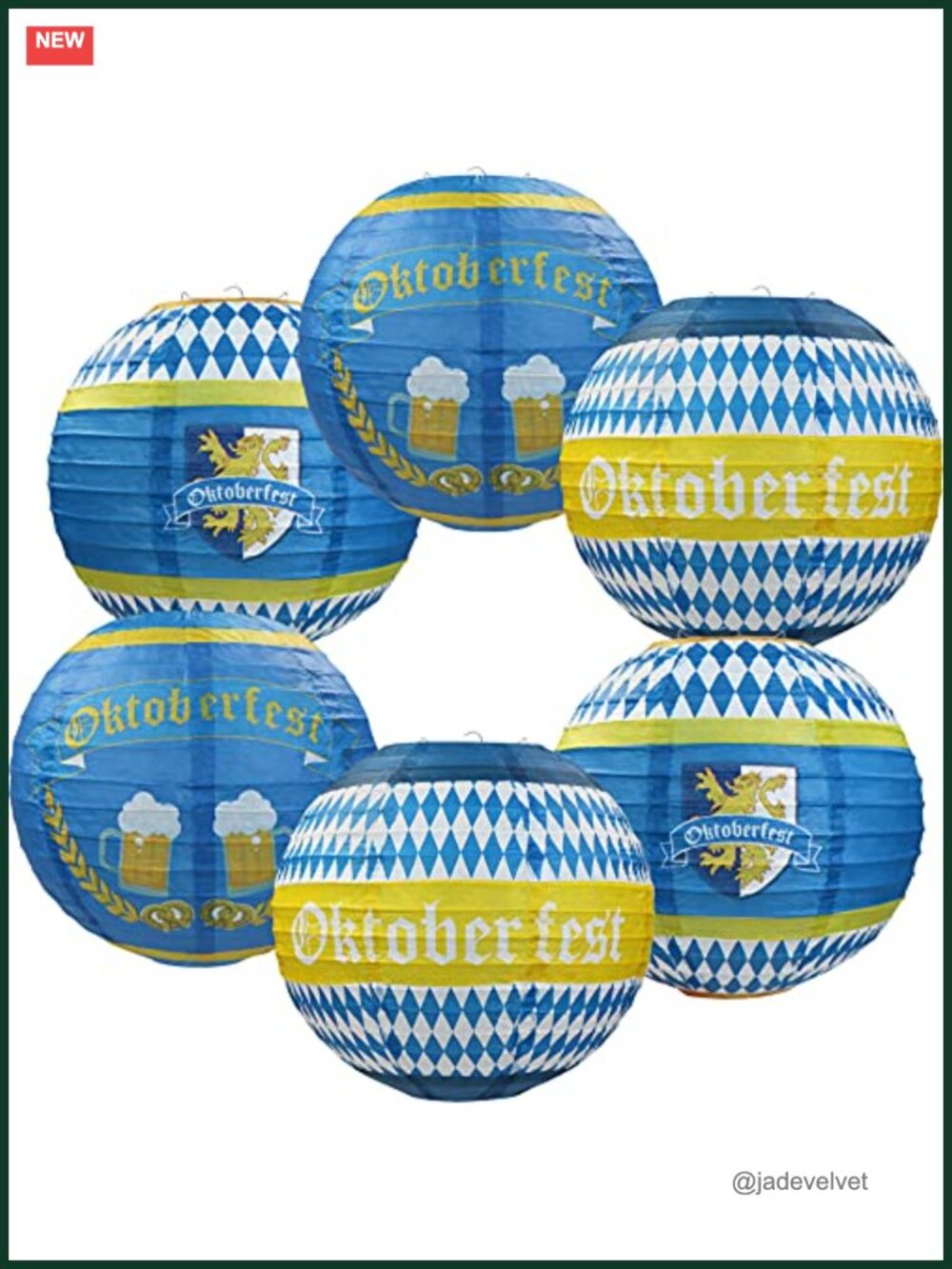 6pc Oktoberfest Paper Lanterns Hanging Decorations Beer Party Supplies